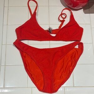 Triangl Red Terry Cloth Bikini - IMPORTANT: medium top / large bottom